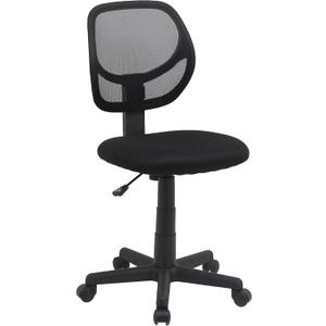 Amazon Basics Low Back Office Chair, Breathable Mesh, Height Adjustable, Padded Seat, Rolling Wheels, Swivel, Back Support, Sturdy, 21.25" D x 22.5" W x 38" H, Black
