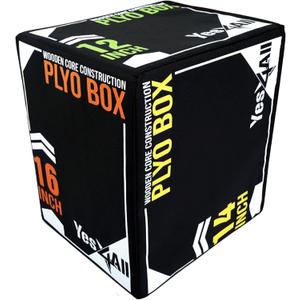 Yes4All 3-in-1 Soft-Padded Plyo Box With Wooden Core, Non-Slip Multi-Use Cushioned Plyometric Jump Box with Vinyl Cover for Jumping, Conditioning, Strength Training (A. Black Version)