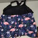 Yonique Tankini Swimsuits for Women with Shorts Athletic Two Piece Bathing Suits Racerback Tank Tops Swimwear, Large, Black Flamingo 