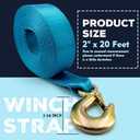 Boat Winch Strap with Hook Replacement, 2" x 20 Feet-12000 Lbs, Winch Strap for Hand Winch,Boat Trailer Accessories for Trailer Winches by X5MPLXPMX (Blue)