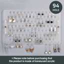 JACKCUBE DESIGN Wall Mount Earring Holder Organizer Frosted Acrylic Jewelry Display Rack with 94 Holes (Frosted, 15.7 x 9.4 x 0.9 inches) - MK201B