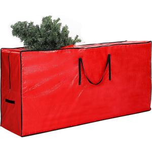 Christmas Tree Storage Bag - Fits Up to 9 Ft Artificial Xmas Disassembled Tree, Extra Large Waterproof Container With Durable Zipper and Handles, Protects Against Dust and Moisture, Red