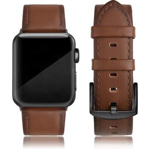 EDIMENS Leather Bands Compatible with Apple Watch 42mm 44mm Band Men Women, Vintage Genuine Leather Wristband Replacement Band Compatible for Apple Watch iwatch Series 6 5 4 3 2 1, SE Sports & Edition (Brown)
