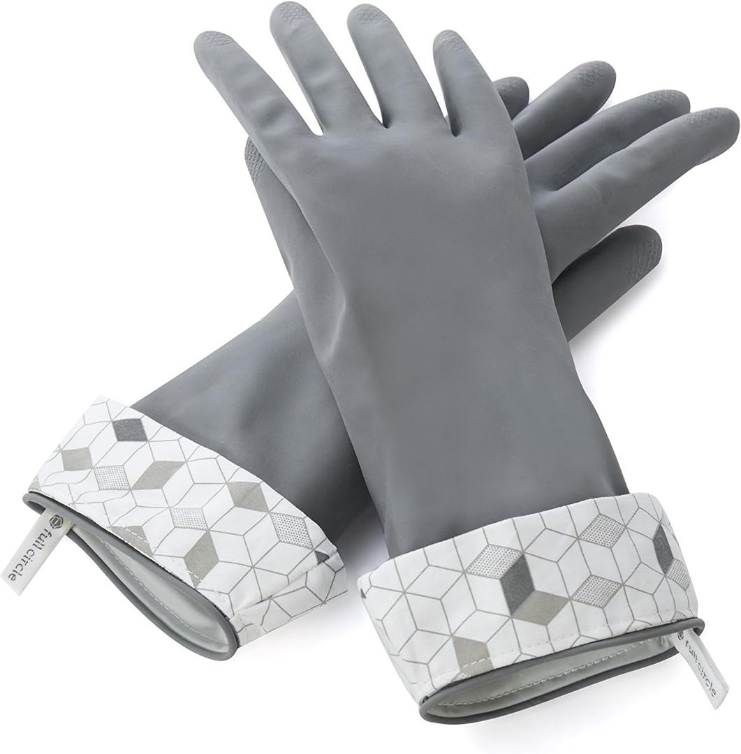 Full Circle Splash Patrol Natural Latex Cleaning Gloves Large - Eco-Friendly, Durable, Kitchen, Bathroom, Household Cleaning - Gray 
