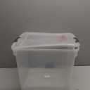 HOMZ 4-Pack 31 Quart Latching Lid, Clear Plastic Storage Organizer Bins, Gray  Stackable Containers for Home & Office Shelves, Kitchen, Garage, and Bathroom Organization