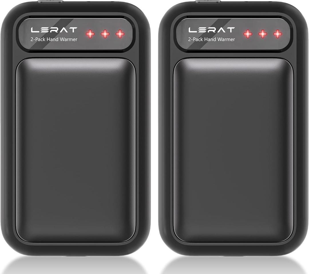 Lerat Hand Warmers Rechargeable 2 Pack, Electric Hand Warmer, Fast Heating Portable Pocket Heaters, 2 in 1 Quick Charge Hand Warmer for Outdoor Indoor, Warmer Gifts for Women, Men
