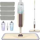 HOMTOYOU Spray Mop for Floor Cleaning: Wet Mop with 4 Washable Microfiber Pads and 2 Refillable Bottles for Hardwood Laminate Wood Vinyl Ceramic Tiles Home Kitchen (Beige)