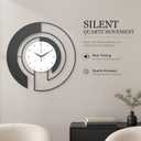 18-Inch Modern Black Metal Wall Clock, Marble Patterned Glass Dial, Large