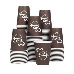 100 Count 12 oz Paper Coffee Cups, Disposable Drinking Cup for Hot or Cold Beverage, 12 ounce Brown Coffee Cups for Party, Business, Travel, Picnic