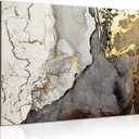 Gray and Gold Marble Wall Art Black White Gray Abstract Gold Foil Painting Modern Abstract Marble Art Prints Grey and Gold Abstract Pictures Marble Canvas Poster Black Grey Artwork 16x24inch No Frame (24L" x 16W")