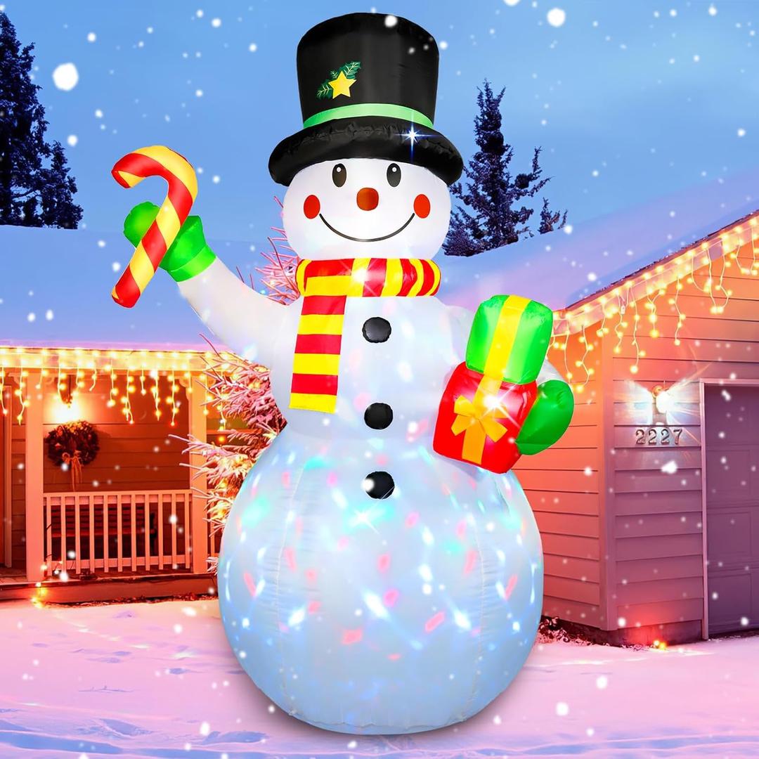 Christmas Inflatables Outdoor Decorations Snowman Decor, 6FT Blow Up Snowman with Gift Box for Winter Holiday Xmas Party, LEDs Christmas Decorations Indoor Outdoor Yard Garden Lawn Xmas Decor