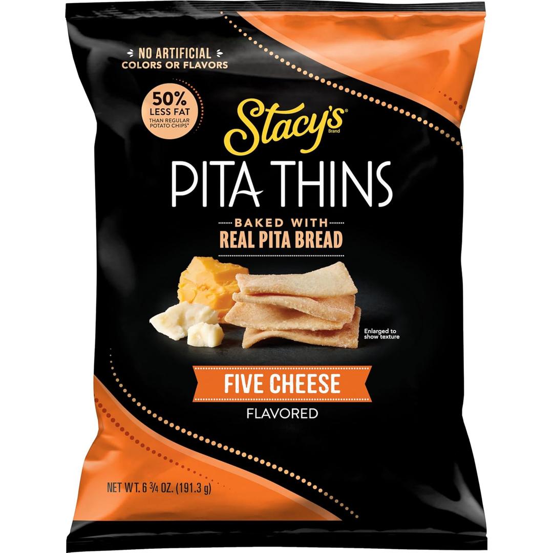 Stacys Pita Thins, Five Cheese, No Artificial Colors or Flavors, 6.75oz Bag (EXP 10/21/25)