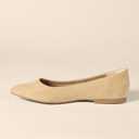Amazon Essentials Women's Pointed-Toe Ballet Flat, Beige Microsuede, 9