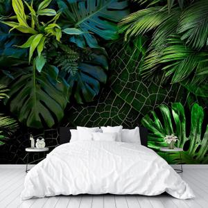 Bormia Green Monstera Wall Mural Tropical Plant Banana Leaves Mural Wallpaper Seamless Palm Leaf Wall Decals for Living Room Bedroom Motif Shop 151"x105"(Not Self-Adhesive)