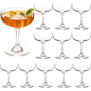 Set of 12 Crystal Champagne Glasses - 7 oz Elegant Coupe Glasses for Martini, Margarita, Cocktails & Champagne Tower, Dishwasher Safe, Gift Box Wedding & Party Glassware