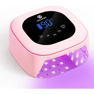 Cordless UV LED Nail Lamp, 80W Rechargeable Nail Dryer with 4 Timers, Atmosphere Light & Mirror Base, UV Light for All Gel Nails, Ideal for Training,Nail Art Practice,Home & Salon Use (Pink)