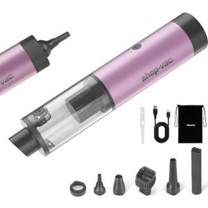 Shop-Vac S4 15000Pa Handheld Mini Car Vacuum Cordless, LED Light, Purple | 4-in-1 Multi-Function Desk Vacuum, Brushless Motor, Multiple Nozzles, 2 Modes, for Car, Home, Office, Keyboard Cleaning