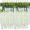 WEISPARK Fake Hanging Flowers - 30 Pieces 3.75 Feet/Piece Artificial Wisteria Vine Ratta Hanging Garland Silk Flowers for Home Party Wedding Decor