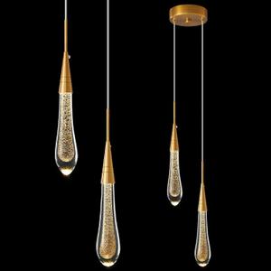 LMQNINE Pendant Lights Kitchen Light Fixtures Dimmable LED Modern Gold Pendant Light Mini Teardrop Crystal Pendant Lighting for Kitchen Island Bedroom Hallway Entryway (2-Light)