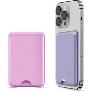 for MagSafe Wallet 2 Pack with RFID Blocking, 1800G Strong Magnetic Phone Wallet Card Holder for iPhone 17/16/15/14/13/12 Pro Max Plus, 3-Card Capacity, Easy Card Access, Pink+Purple