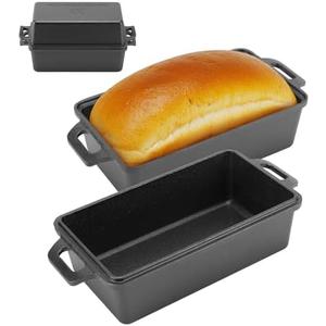9×5 Inch Cast Iron Loaf Pan with Lid | Bread Baking Pans | Even Heat Distribution for Homemade Bread, Cake, Meatloaf, 2 Piece Set