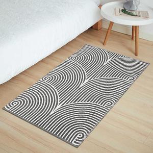 Tiffasea Front Door Mat 50"x24", Machine Washable Welcome Mats Cotton Woven Small Rug Reversible Indoor Outdoor Rugs Layered Floor Mat for Entryway/Kitchen/Bathroom/Bedroom(Black and White)