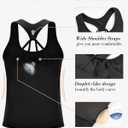 RUNNING GIRL Workout Tank Tops with Built in Bras for Women,Compression Shirt Strappy Back Athletic Yoga Tops (Black)