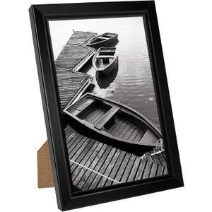 Giverny 4x6 Picture Frames, Black Photo Frames with Glass for Wall or Tabletop Display, Simple Design Glossy Finish Frame Perfect for Home Office Hotel, and Various Ceremonies Parties