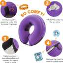 BENCMATE Inflatable Dog Cone Collar Alternative, Soft Dog Cone for Small Medium Large Dogs and Cats, Neck Recovery ECollar Donut Collar After Surgery (Large+, Purple)