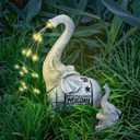 RM ROOMERS Elephant Garden Decor, 2 PCS Elephant Sculptures for Outdoor Resin Solar Elephant Statues Watering, Elephant Decor for Yard, Animal Statues for Patio, Birthday Gifts for Women (Grey and Black)