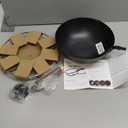 Wok, 13 Inch carbon steel woks & stir-fry pans nonstick, Pre-Seasoned 5.8QT Flat Bottom Chinese Wok Paella Pan with lid, Carbon Steel Cookware, Compatible with All Cooktops