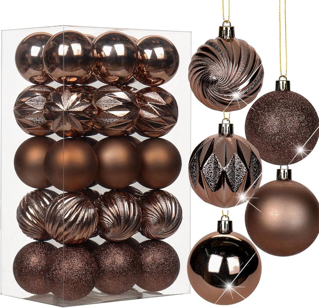 2.36" Bronze Christmas Ornaments for Christmas Tree 30 Pcs Small Brown Shatterproof Balls Christmas Tree Decorations Xmas Ornaments Ball with Hanging Loop for Holiday Party Wreath Halloween Home Decor