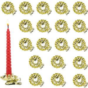 Brosay Christmas Tree Candle Clip Silver Candle Holders Clip Candlestick Holders Bulk Metal Candles Clips for Christmas Birthday Party 20 Pcs (Gold)