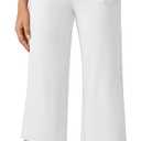 G4Free Capri Pants for Women Wide Leg Yoga Dress Cropped Pants Capri Leggings with Pockets for Casual Summer L
