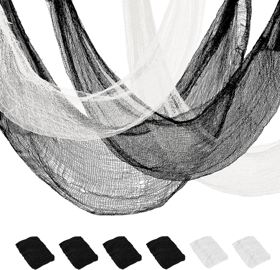 Xgunion Creepy Cloth 6Pcs 3072inch Black Spooky Scary Gauze Decor Halloween Decorations for Party Indoor Outdoor (4Black + 2White) (30x72inch)