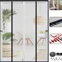 Double Door Mesh Screen Magnetic Closure Heavy Duty for Sliding Door 72" x 80" Extra Long Magnet Bug Screens for French Doors, Self Closing Fiberglass Mosquito Net for Doorway, Keep Bugs Out (Gray)
