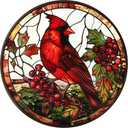 Generic 2D Flat Print Cardinal Themed Wreath Sign Round Aluminum Metal Decor Sign for Home Cafe Apartment Restaurant and Living Room Wall Decoration Holiday Gift Mother's Day Gift 8x8 Inch A