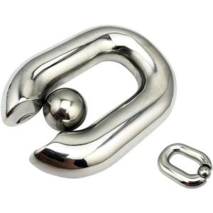 Male Stainless Steel Long Thick Hanging Stretch Pendant, Weighted Exercise Ring, Removable Metal Ball Accessories,1 Piece-UShlF19 (Normal, L)