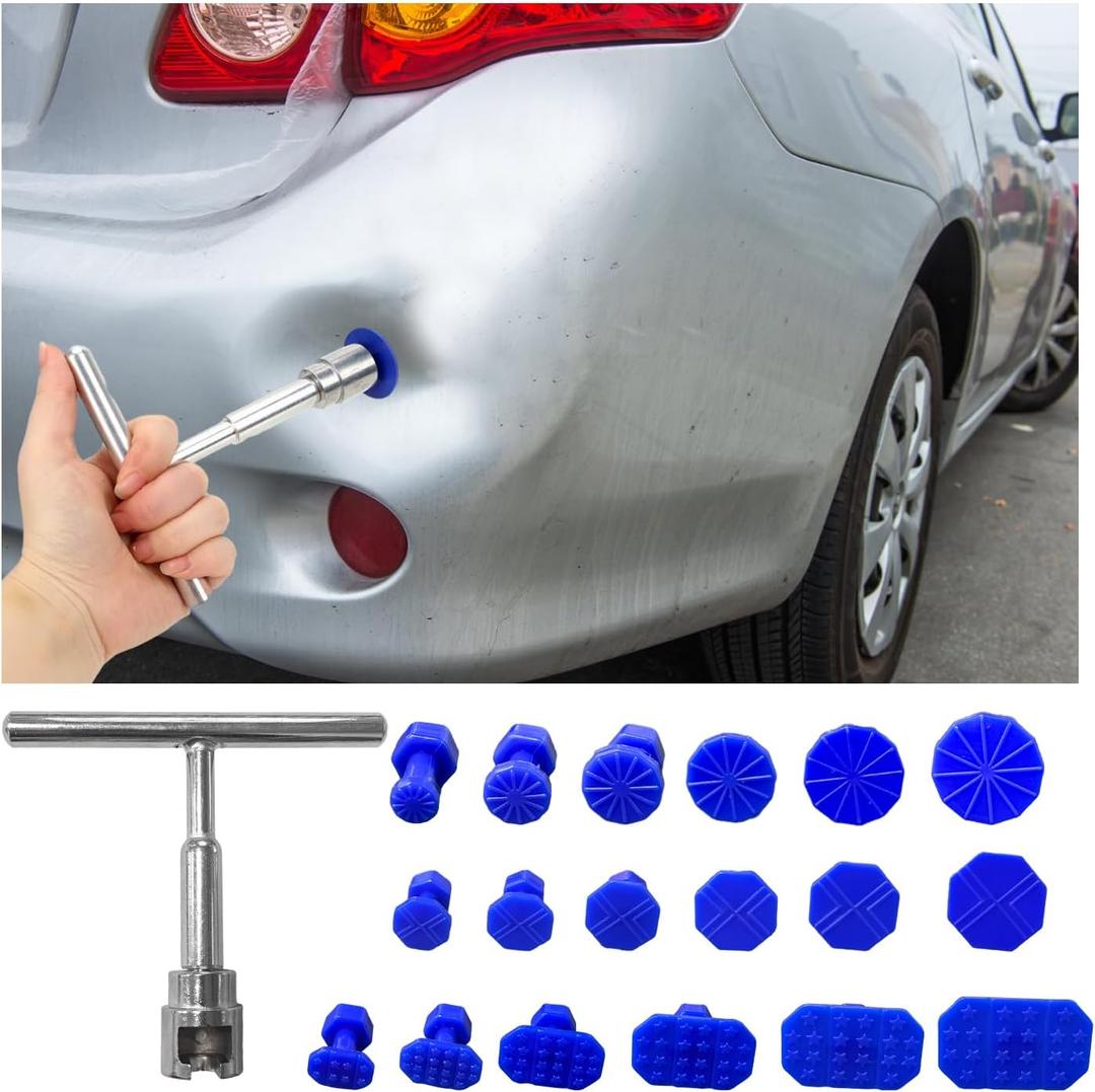 18 PCS Car Dent Puller Kit, Paint-Free Body Dent Remover with Slide Hammer, Automotive Small Dents Hail Damage Repair Tool, Universal Car Accessories for Most Vehicles