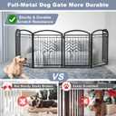 Full Metal Free Standing Dog Gate with Door for Indoor Barriers,144'' Extra Wide 32'' Tall Dog Gate for Doorways,Large Openings,Decks,Freestanding Portable Pet Fence(6 Panels,Black)