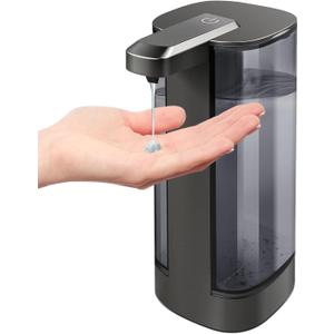 Automatic Liquid Soap Dispenser, Rechargeable, Touchless, 17oz/500ml with 4 Adjustable Soap Levels, Wall Mount & Waterproof, Liquid Hand/Dish Soap Dispenser for Bathroom Kitchen (Metallic Black)