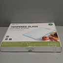 Tempered Glass Cutting Board Set, Large 12x16 Glass Cutting Board for Kitchen with 4 Non-Slip Feet, Heat & Shatter Resistant, Dishwasher Safe, Includes Bonus Sponge & Cloth,Perfect Kitchen Gift-Beige (Beige-Nano Etched Finish)