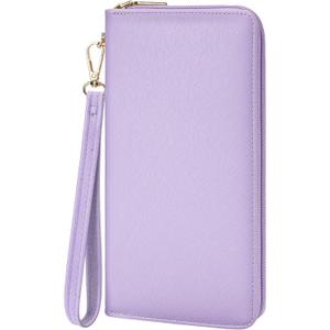 Chelmon Women's Vegan Leather Clutch Wallet with Zip, Hand Strap, Large Capacity
