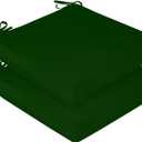 downluxe Waterproof Outdoor Chair Cushions Set of 2, 19" x 19" x 3" Patio Chair Cushion with Non-Slip Ties & Handle, Square Outdoor Cushion for Patio Furniture with Removable Cover, Forest Green