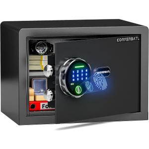 KornerBatl Smart Biometric Safe with Fingerprint Lock (9.84"D x 13.78"W x 9.84"H), Small Safe Box with Silent Mode & Backlit Keypad & LED Light, Caja Fuerte Para Dinero for Rich Person