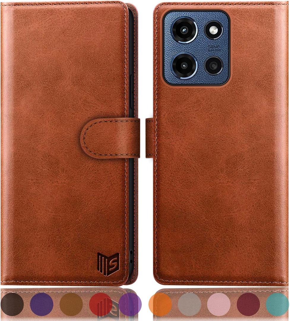 SUANPOT Compatible with Moto G 5G 2025/Moto G 5G 2026/Play 2026 Wallet case with RFID Blocking Credit Card Holder,Flip Book PU Protective Cover Women Men for Moto G 5G 2025 Phone case Light Brown