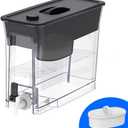 Waterdrop 35-Cup Slim Water Filter Dispenser, Large Capacity, 200-Gallon Long-Life, Faster Filtration, Reduces Chlorine, PFOA/PFOS and More, BPA Free, Black (with 1 Filter)