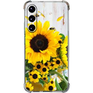 Case for Samsung Galaxy S24 FE,Sunflower Bee Drop Protection Shockproof Case TPU Full Body Protective Scratch-Resistant Cover for Samsung Galaxy S24 FE