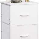 WLIVE White Nightstand, Night Stand with 2 Drawers, Small Dresser for Bedroom, Bedside Furniture, College Dorm, End Table with Fabric Bins, Dormitory, Size L