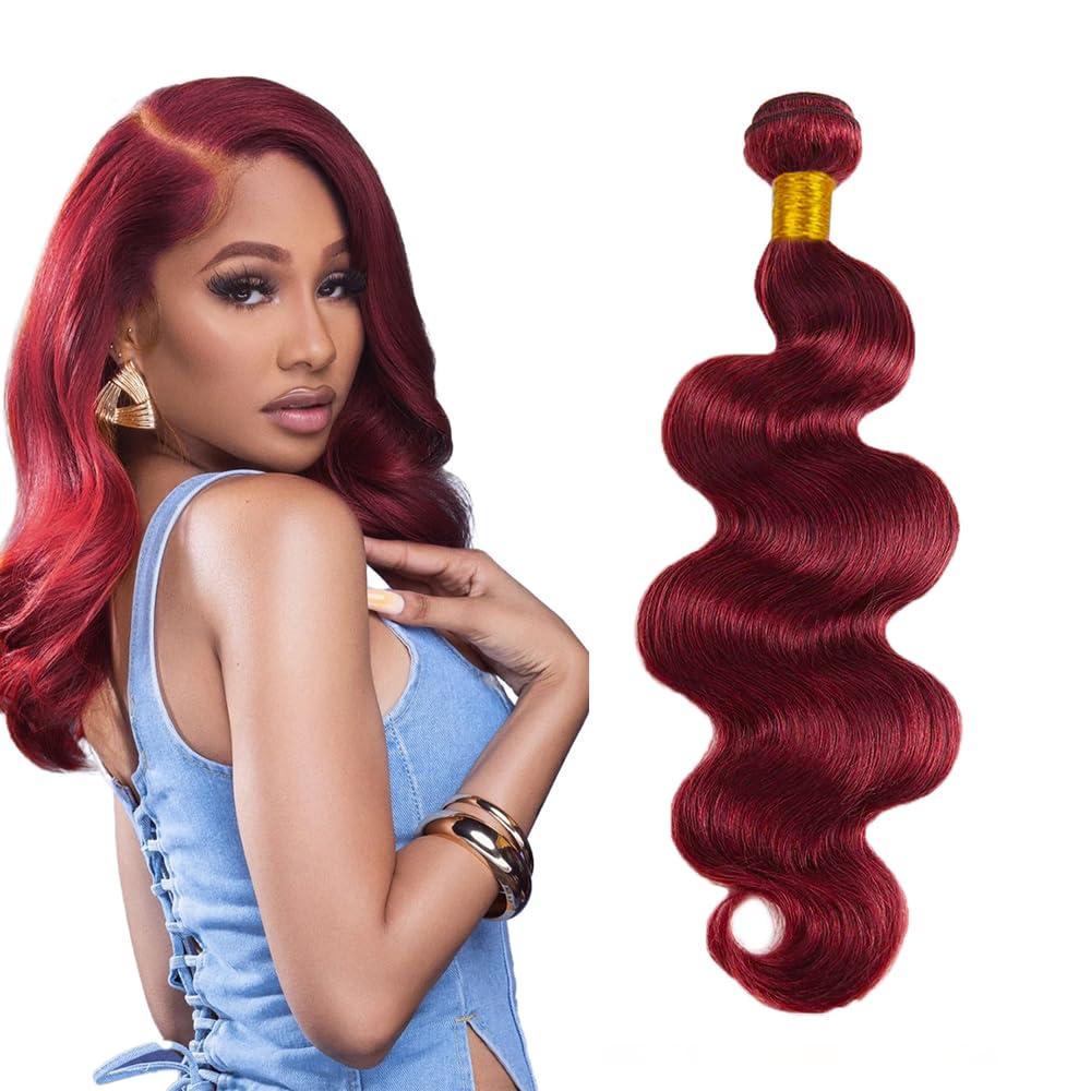 99J Burgundy Bundles Human Hair 99J Body Wave Bundles 12 inch 100g 1 Bundle Brazilian Unprocessed Virgin Remy Burgundy Bundle Hair Extensions